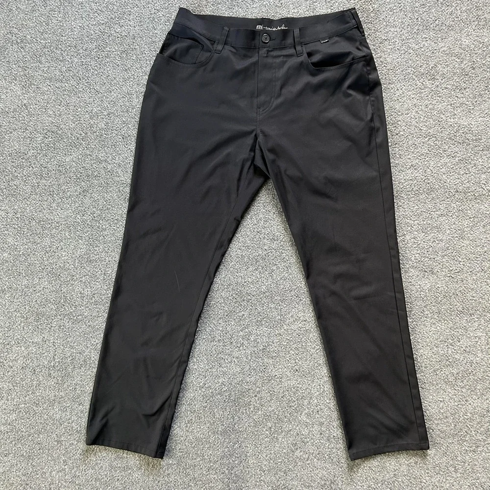 TravisMathew Pants Mens 36 Black Performance Golf 5 Pocket Stretch Polyester‎